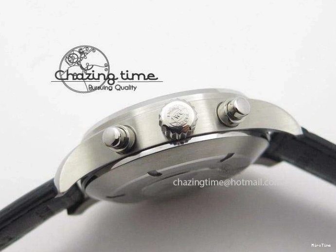 MIROTIME 0513 Youthful Pilot Spitfire 3878 Chrono BP Gray Dial SS On Black Leather Strap A 7368
